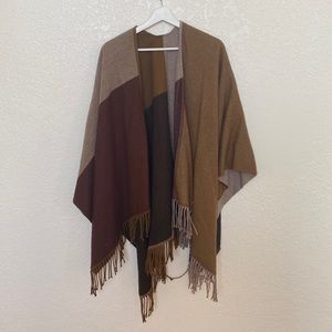 Reversible plaid poncho